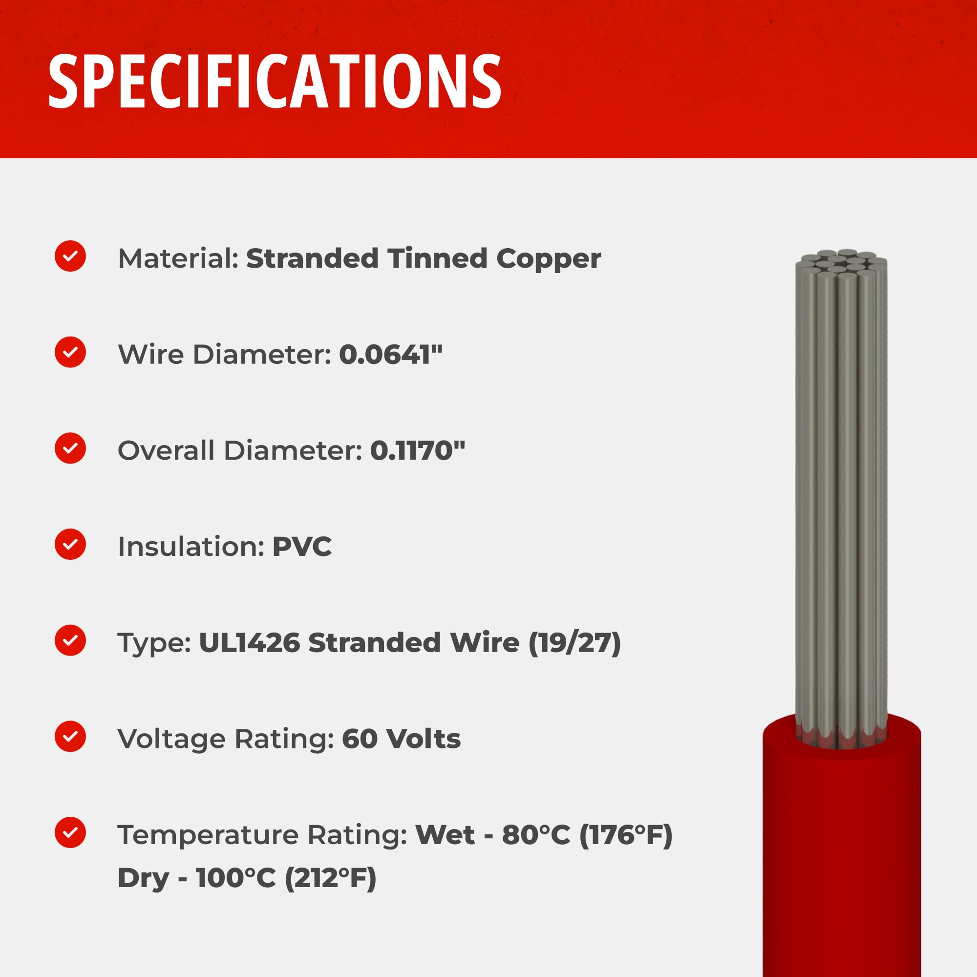 14 AWG Gauge GPT Marine Stranded Hook Up Wire, 25 ft Length